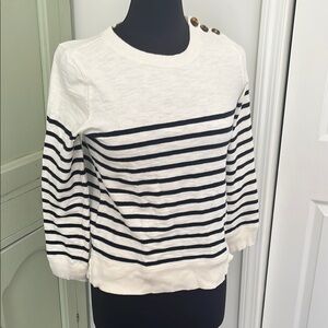 Women’s Small J Crew Nautical Striped Mariner Sweater Cream and Navy
